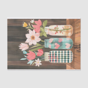 Papier Mousseline Fleurs de printemps dans les bocaux de Mason Papie