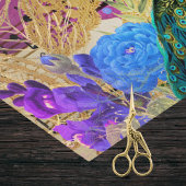 Papier Mousseline Fleurs de printemps de paon Score musical et papil