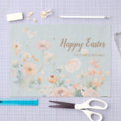 Papier Mousseline Fleurs de Printemps Pastel Vert Joyeux Pâques (Artisanat)