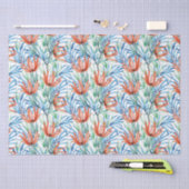Papier Mousseline Fleurs de Protea et palmier feuille motif tropical (Artisanat)