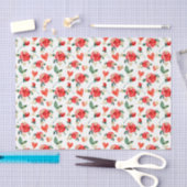 Papier Mousseline Fleurs de rose rouge (Design 23 série rouge) (Artisanat)