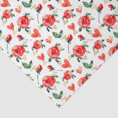 Papier Mousseline Fleurs de rose rouge (Design 23 série rouge) (Détail)