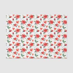 Papier Mousseline Fleurs de rose rouge (Design 23 série rouge)