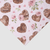 Papier Mousseline Fleurs de roses roses brunes Cœurs Fête de mariage (Détail)