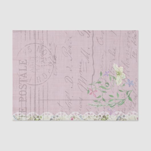 Papier Mousseline Fleurs de script et papillon postales (Recto)