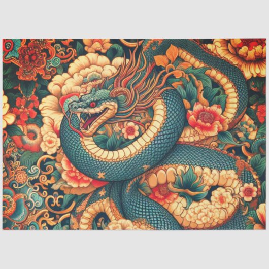 Papier Mousseline Fleurs de serpent vert (Recto)