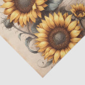 Papier Mousseline Fleurs de soleil avec abeilles et papillons (Détail)