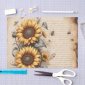 Papier Mousseline Fleurs de soleil avec abeilles et papillons (Artisanat)