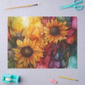 Papier Mousseline Fleurs de soleil dans la série d'encre d'alcool Co (Artisanat)