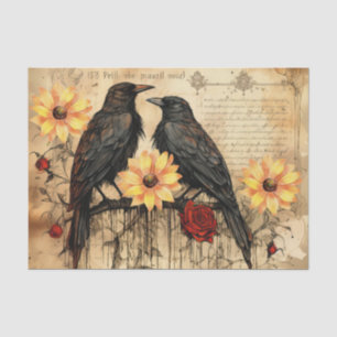 Papier Mousseline Fleurs de soleil d'inspiration vintage Roses rouge