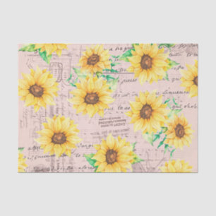 Papier Mousseline Fleurs de soleil et découpage florale de script