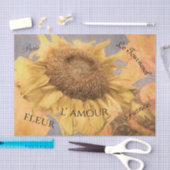 Papier Mousseline Fleurs de soleil géantes Pays Gris Jaune Script (Artisanat)