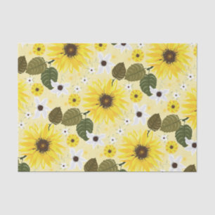 Papier Mousseline Fleurs de soleil Jaune Tropical Floral
