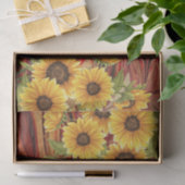 Papier Mousseline Fleurs de soleil jaunes sur le Découpage en marbre (Cadeau)