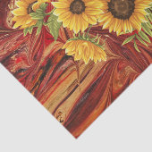 Papier Mousseline Fleurs de soleil jaunes sur le Tissu de décantatio (Détail)