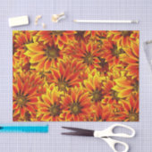 Papier Mousseline Fleurs de soleil orange (Artisanat)