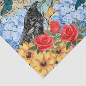 Papier Mousseline Fleurs de soleil Roses rouges Hydrangée bleue & Ra (Détail)