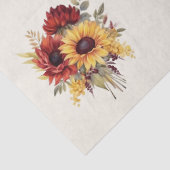 Papier Mousseline Fleurs de soleil rustiques et fleurs bordeaux Déco (Détail)