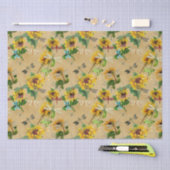 Papier Mousseline Fleurs de soleil vintages et libellules (Artisanat)