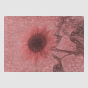 Papier Mousseline Fleurs de soleil Vintages géantes Sepia Pink Chic