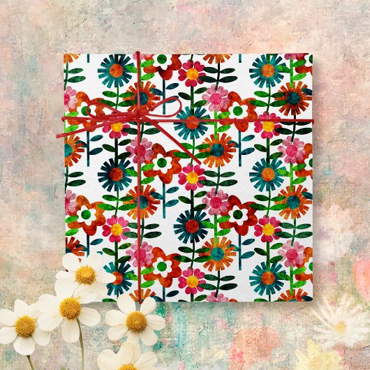 Papier Mousseline Fleurs de style des années 70