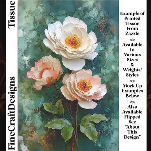 Papier Mousseline Fleurs de style Pivoine texturées Impasto DV4R Déc
