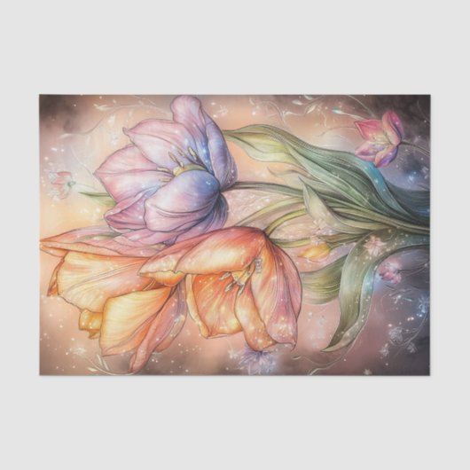 Papier Mousseline Fleurs de tulipes (Recto)