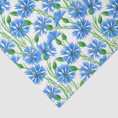 Papier Mousseline Fleurs d'eau bleu, fleurs sauvages sur blanc (Détail)