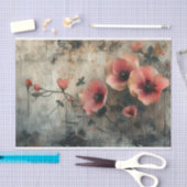 Papier Mousseline Fleurs délicates sur un arrière - plan en détresse (Artisanat)