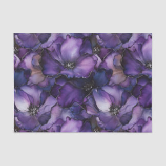 Papier Mousseline Fleurs d'encre violette Déchoupage Papier de tissu