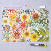 Papier Mousseline Fleurs d'été (Artisanat)