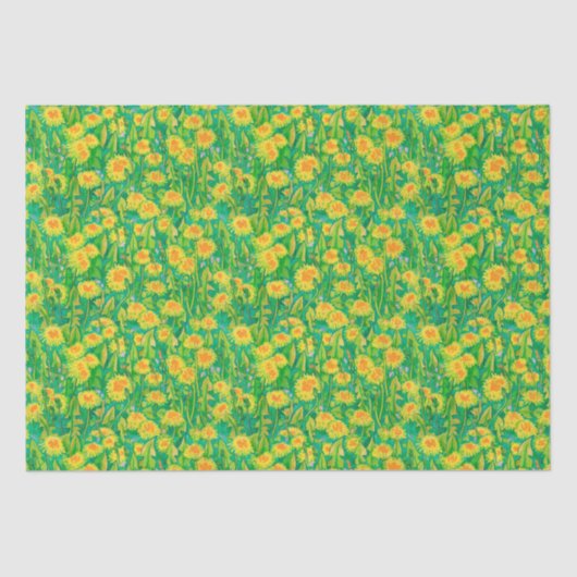 Papier Mousseline Fleurs d'été en fleurs de Dandelion vert floral ja (Recto)