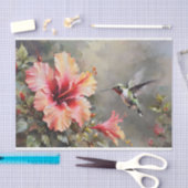 Papier Mousseline Fleurs d'Hibiscus et découpage de colibris (Artisanat)