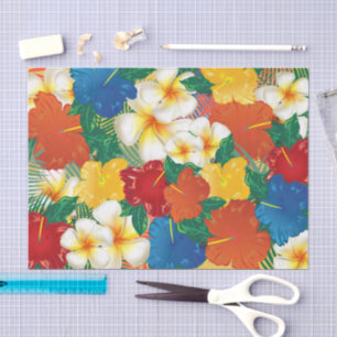 Papier Mousseline Fleurs d'Hibiscus tropicaux
