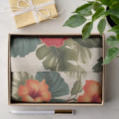 Papier Mousseline Fleurs d'Hibiscus Tropiques Rétro (Cadeau)