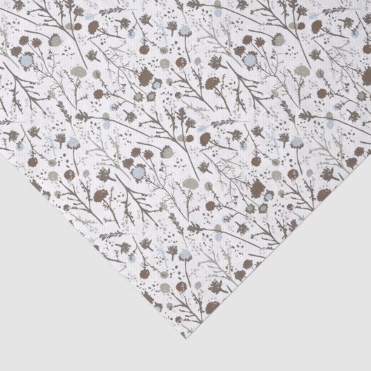 Papier Mousseline Fleurs d'hiver bleu Brown (Détail)