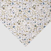 Papier Mousseline Fleurs d'hiver Bleu or (Détail)