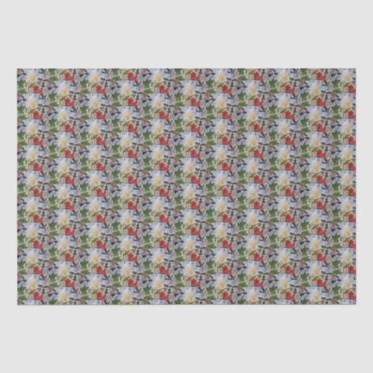 Papier Mousseline Fleurs d'hiver & Holly (Recto)