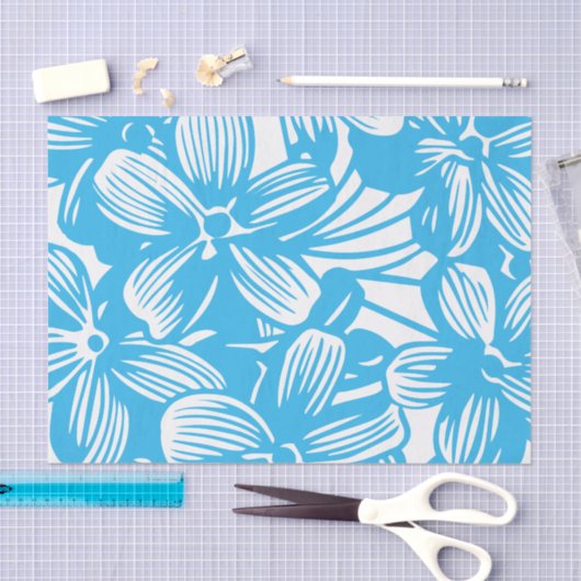 Papier Mousseline Fleurs d'Hydrangée bleu paradisiaque (Artisanat)