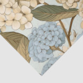 Papier Mousseline Fleurs d'Hydrangée Bleue et Blanche, et Feuilles v (Détail)