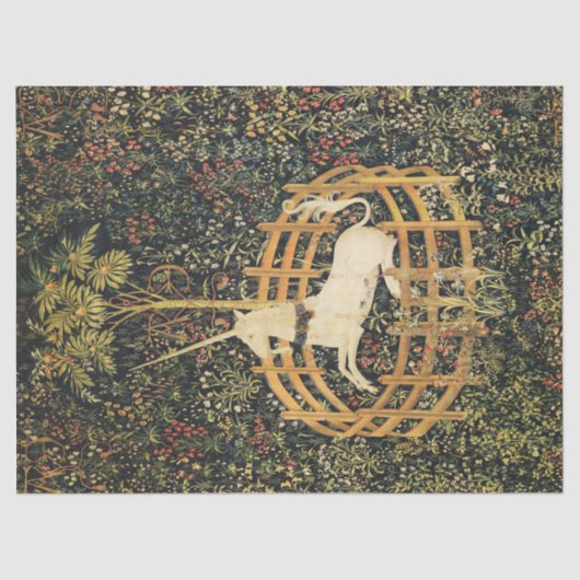 PAPIER MOUSSELINE FLEURS D'IMAGINAIRES UNICORNES ET GOTHIQUES, MOTIF (Recto)