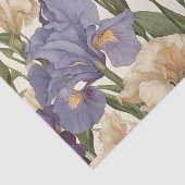 Papier Mousseline Fleurs d'Iris blanches et violettes (Détail)