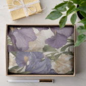 Papier Mousseline Fleurs d'Iris blanches et violettes (Cadeau)