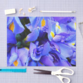 Papier Mousseline Fleurs d'Iris bleus (Artisanat)