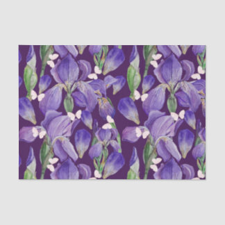 Papier Mousseline Fleurs d'Iris violettes et papillons