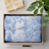 Papier Mousseline fleurs d'oiseaux bleus motif Mariage (Cadeau)