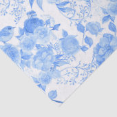 Papier Mousseline fleurs d'oiseaux bleus motif Mariage (Détail)
