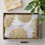 Papier Mousseline Fleurs d'or chic (Cadeau)