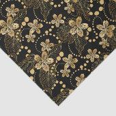 Papier Mousseline Fleurs d'or Perles et Feuilles sur la Découpage no (Détail)