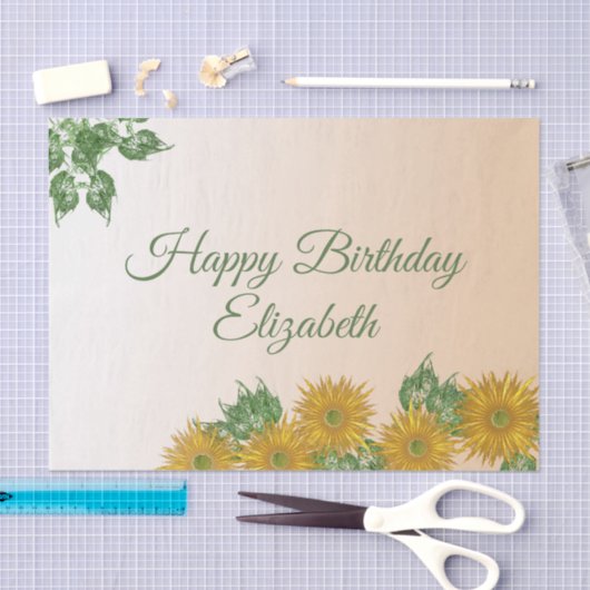 Papier Mousseline Fleurs d'or personnalisées Coins d'art Anniversair (Artisanat)